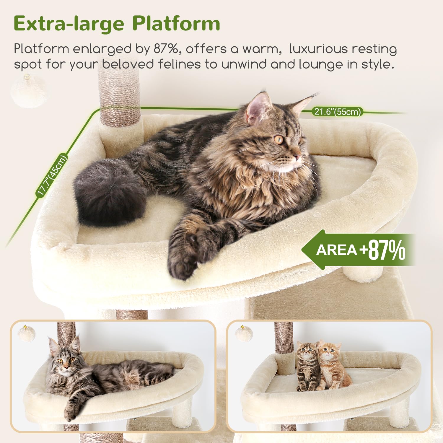 Globlazer torre con 9 postes de rascar para gatos grandes, soporte estable