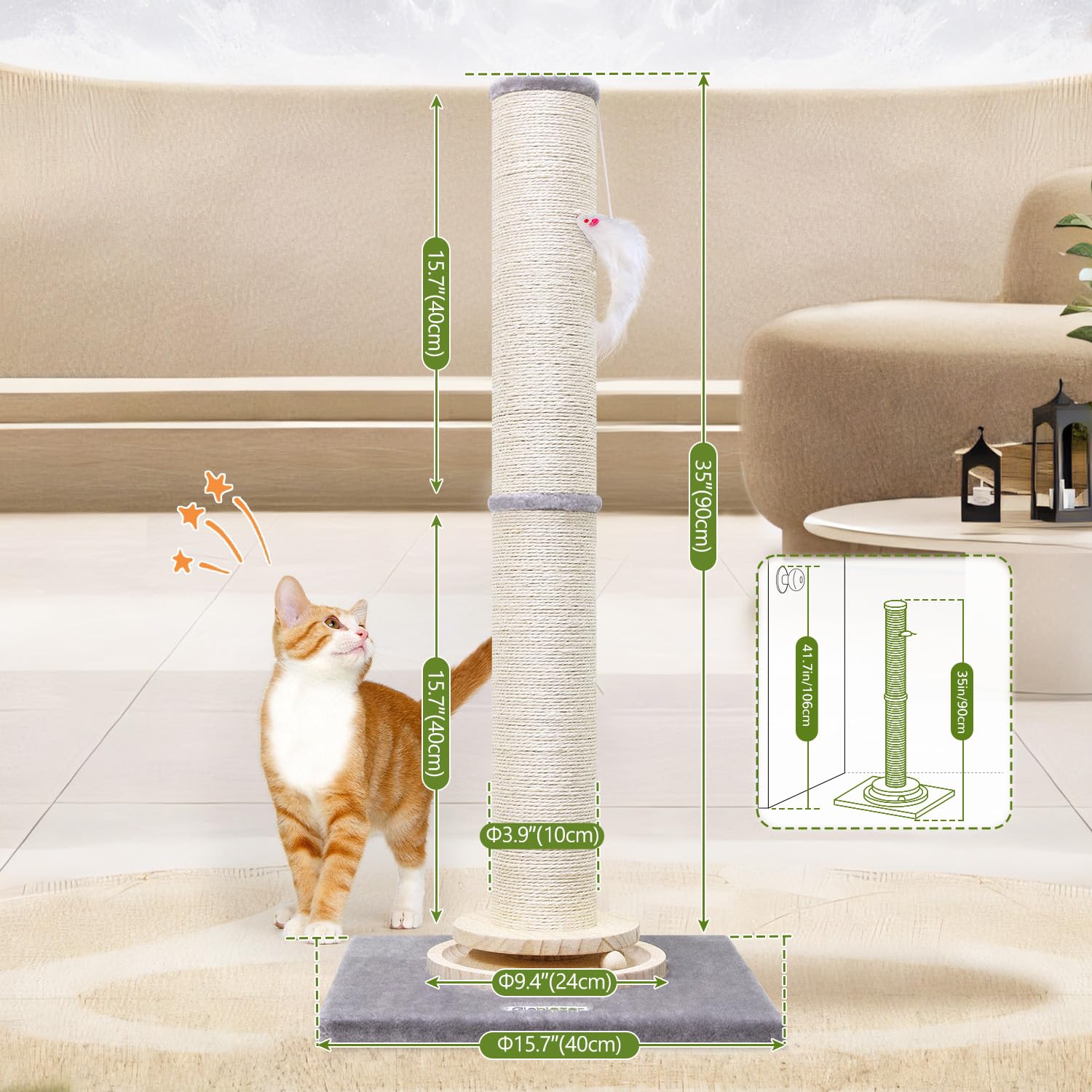 Globlazer ajuste de altura: una o dos postes para diferentes gatos