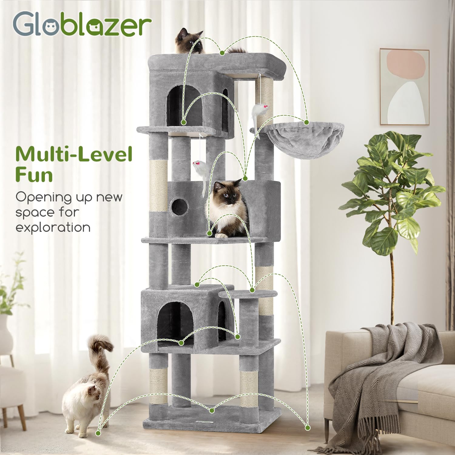 Globlazer arbol de escalada para gatos esquina 66 diseño y dimensiones compactas
