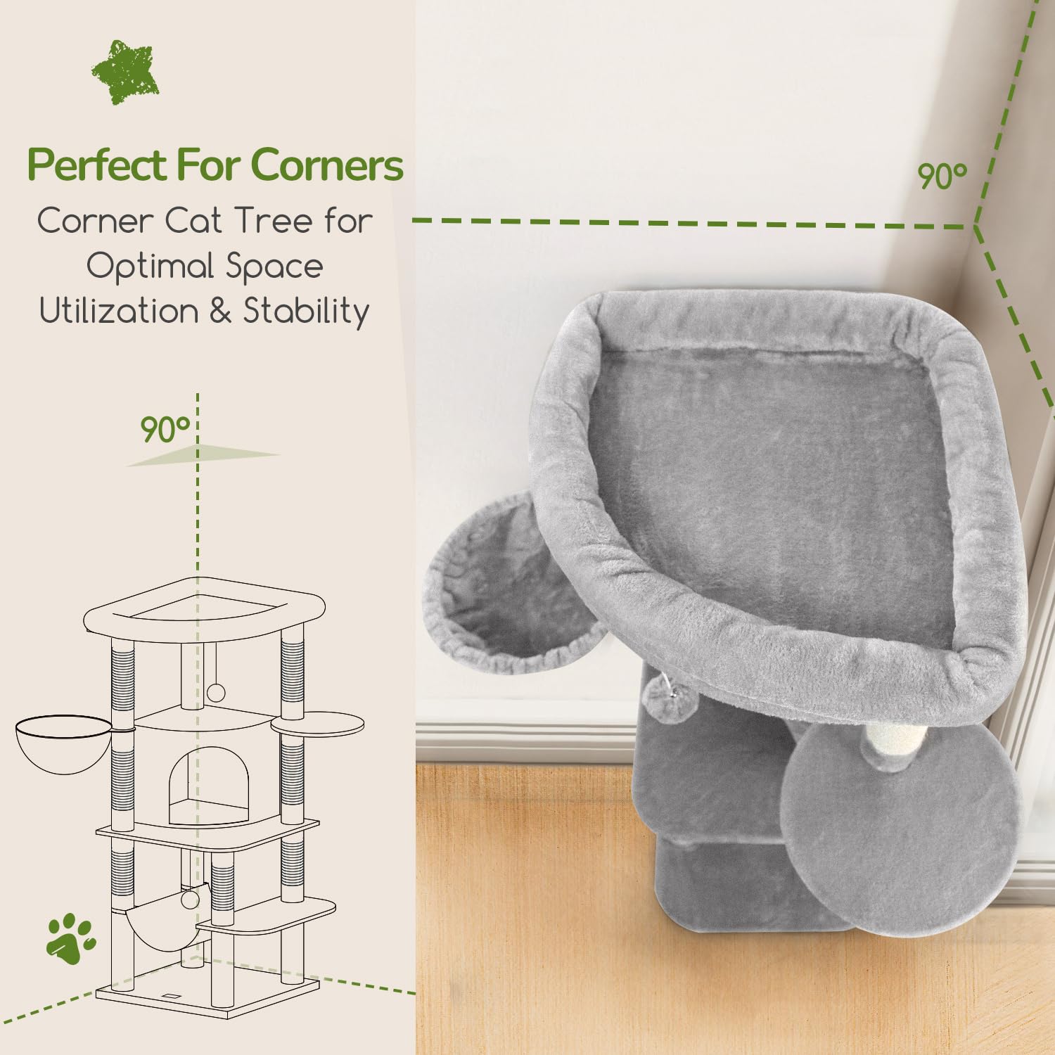 Globlazer arbol esquina gatos: 7 postes de sisal para afilar uñas y juego activo