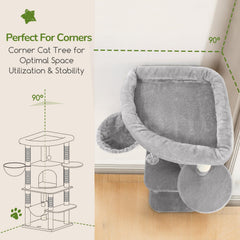 Globlazer arbol esquina gatos: 7 postes de sisal para afilar uñas y juego activo