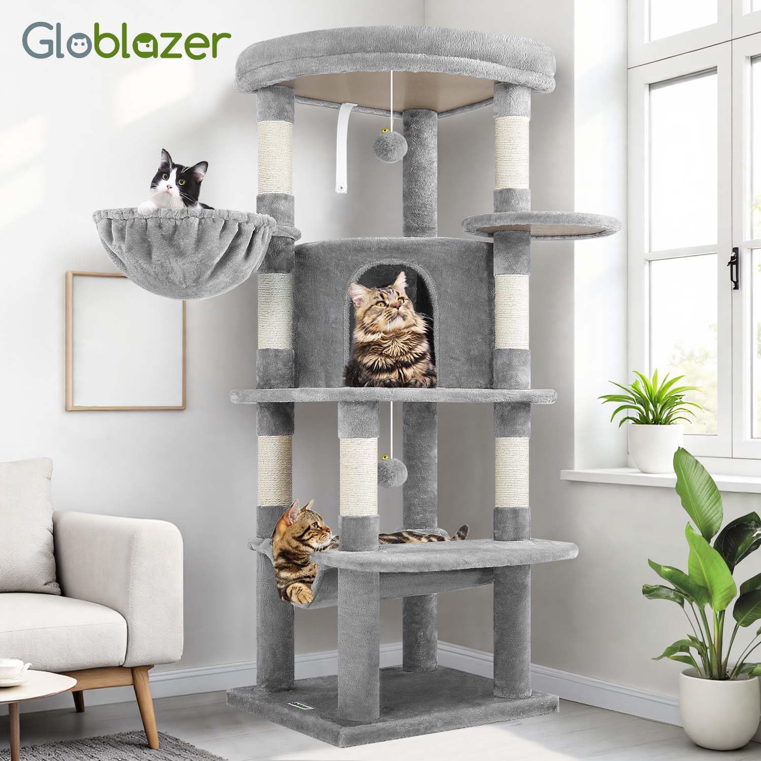 Globlazer arbol esquina gatos: alto de 51 pulgadas para vigilar desde arriba