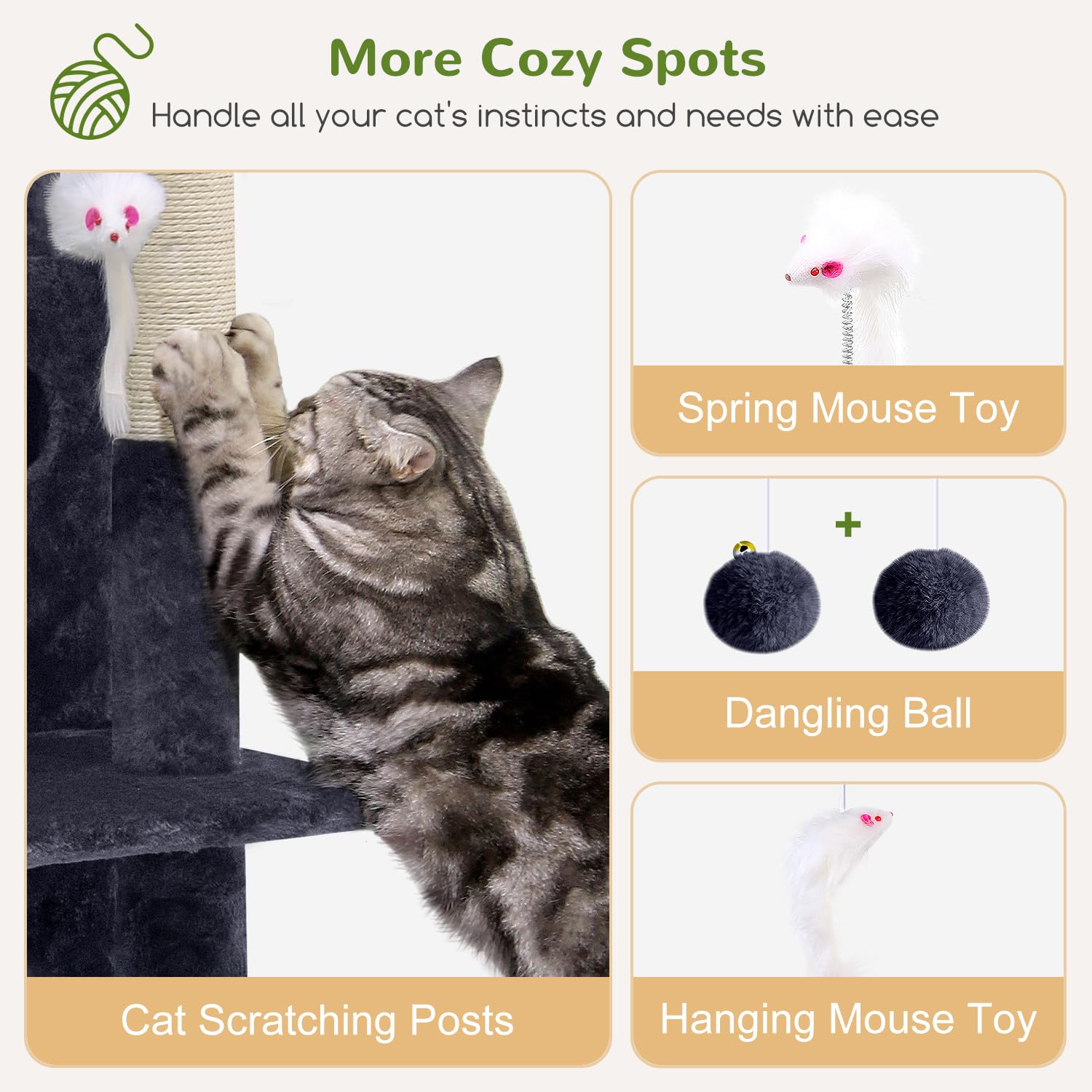 Globlazer Arbol Gato 50 pulgadas diseño ahorro de espacio para esquinas