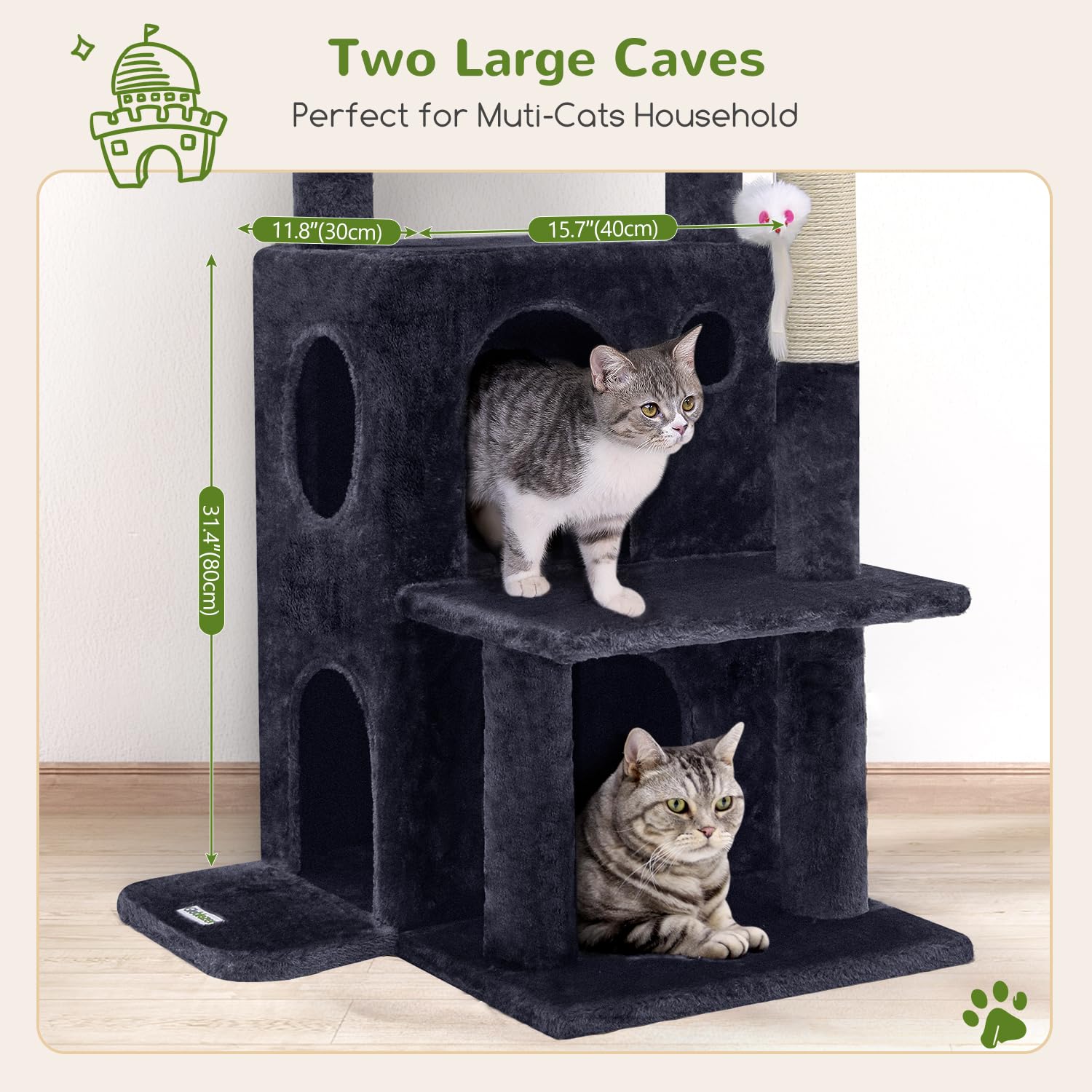 Globlazer Arbol Gato 50 pulgadas con juguetes colgantes para juego
