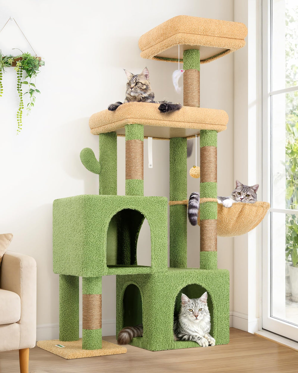 Globlazer arbol gato cactus torre general, ideal para entretenimiento de varios felinos.