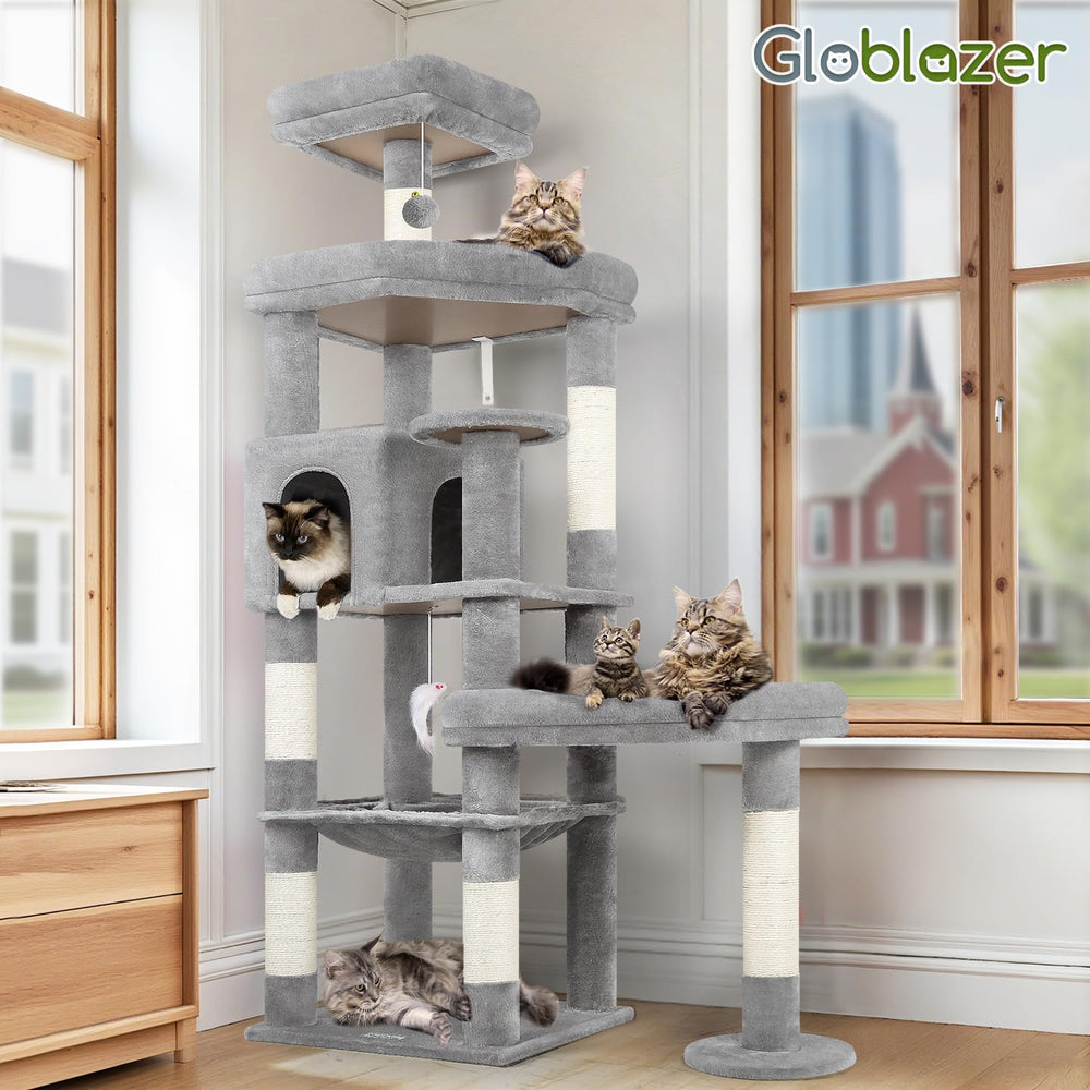 Globlazer árbol para gatos con diseño antivuelco y correa de seguridad