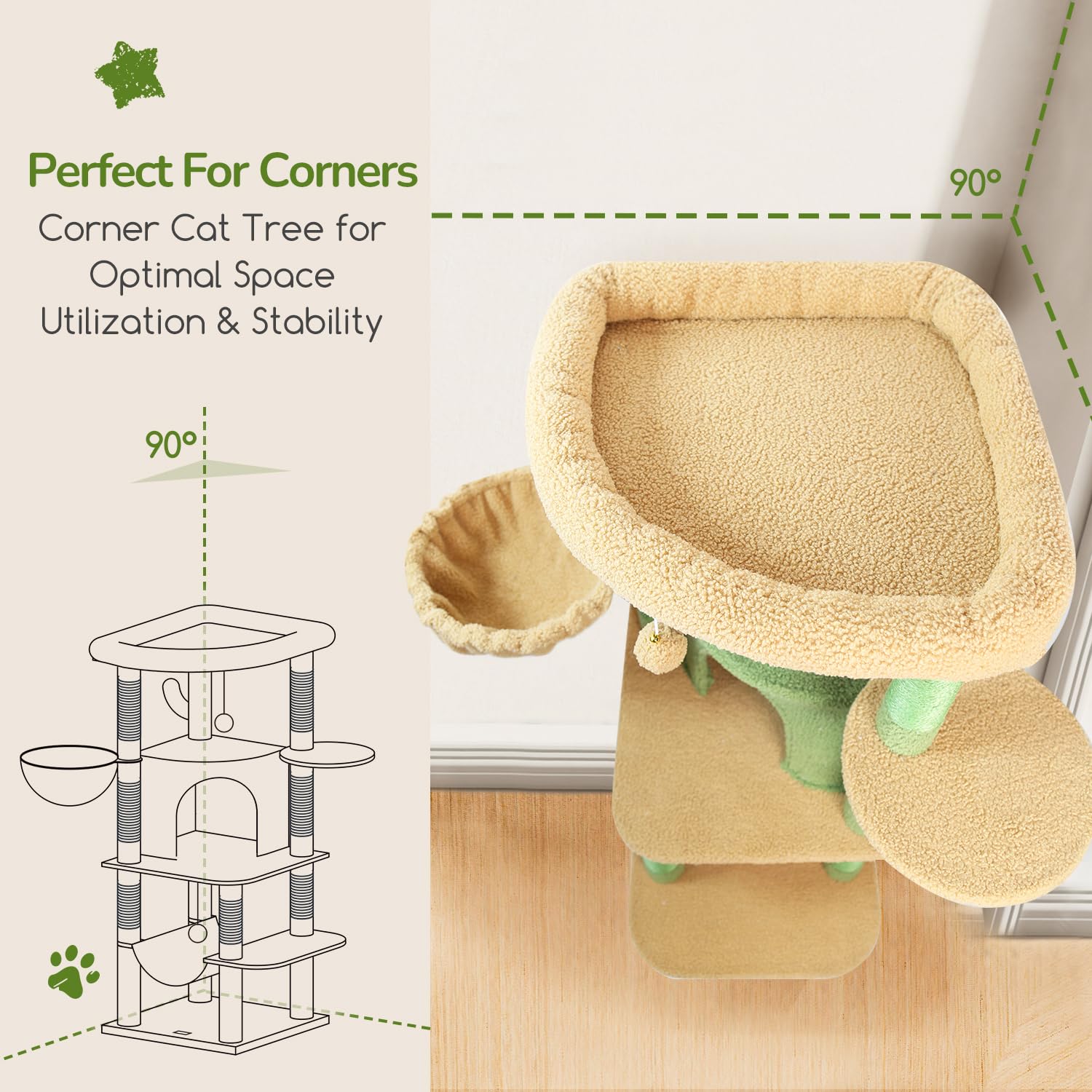 Globlazer arbol-gato-esquina postes-rascado-sisal: protege muebles mientras afila uñas