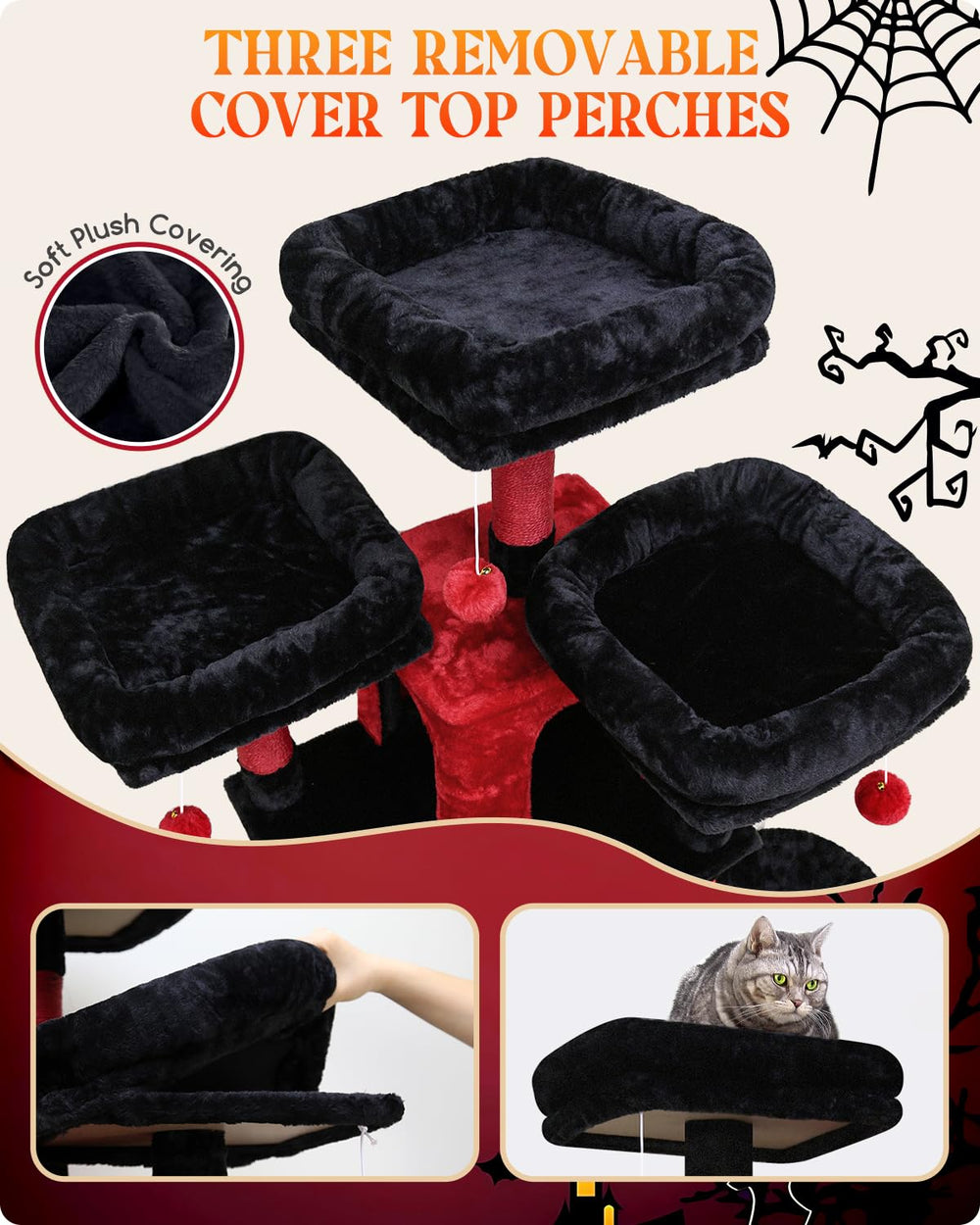 Globlazer arbol-gato-gotico-80-pulgadas plataforma superior 3 para observar el reino.