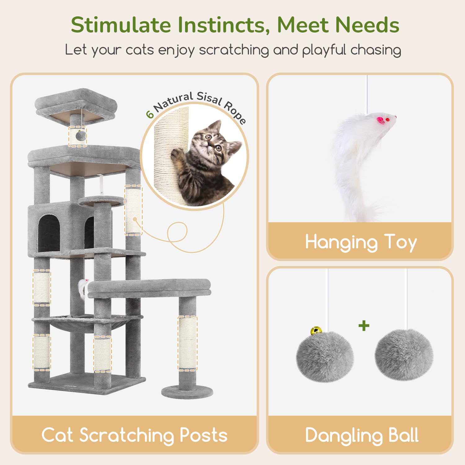 Globlazer árbol para gatos con montaje fácil y herramientas incluidas