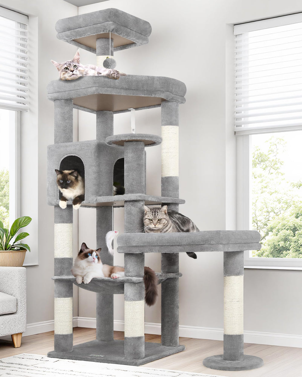 Globlazer árbol para gatos con plataforma de 65 pulgadas y base amplia para mayor estabilidad