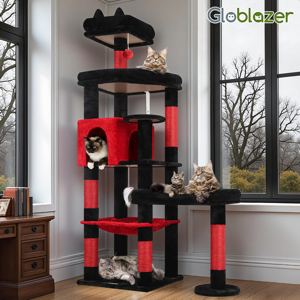 Globlazer Arbol Gato XL diseño gothico rojo negro para estilo.