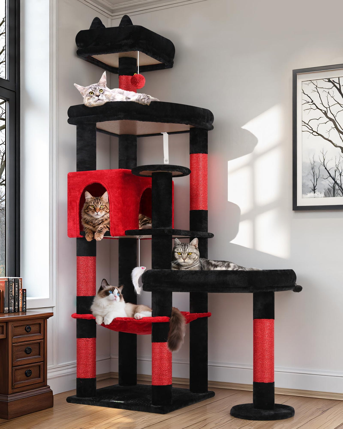 Globlazer Arbol Gato XL con base amplia para mayor estabilidad.