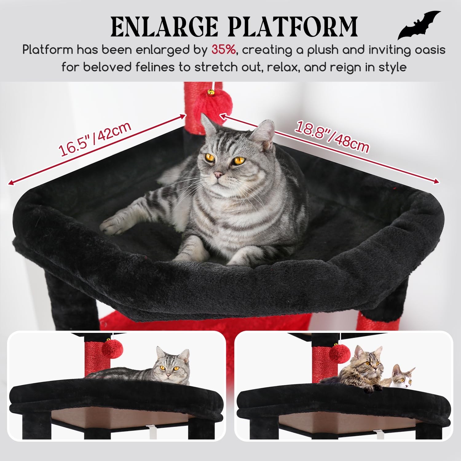 Globlazer Arbol Gato XL con plataformas ampliadas para gatos grandes.