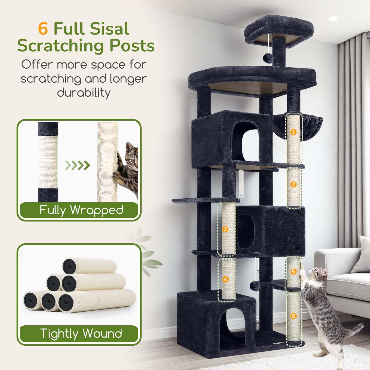 Globlazer Arbol Gato XL S80, postes de sisal para afilar garras.