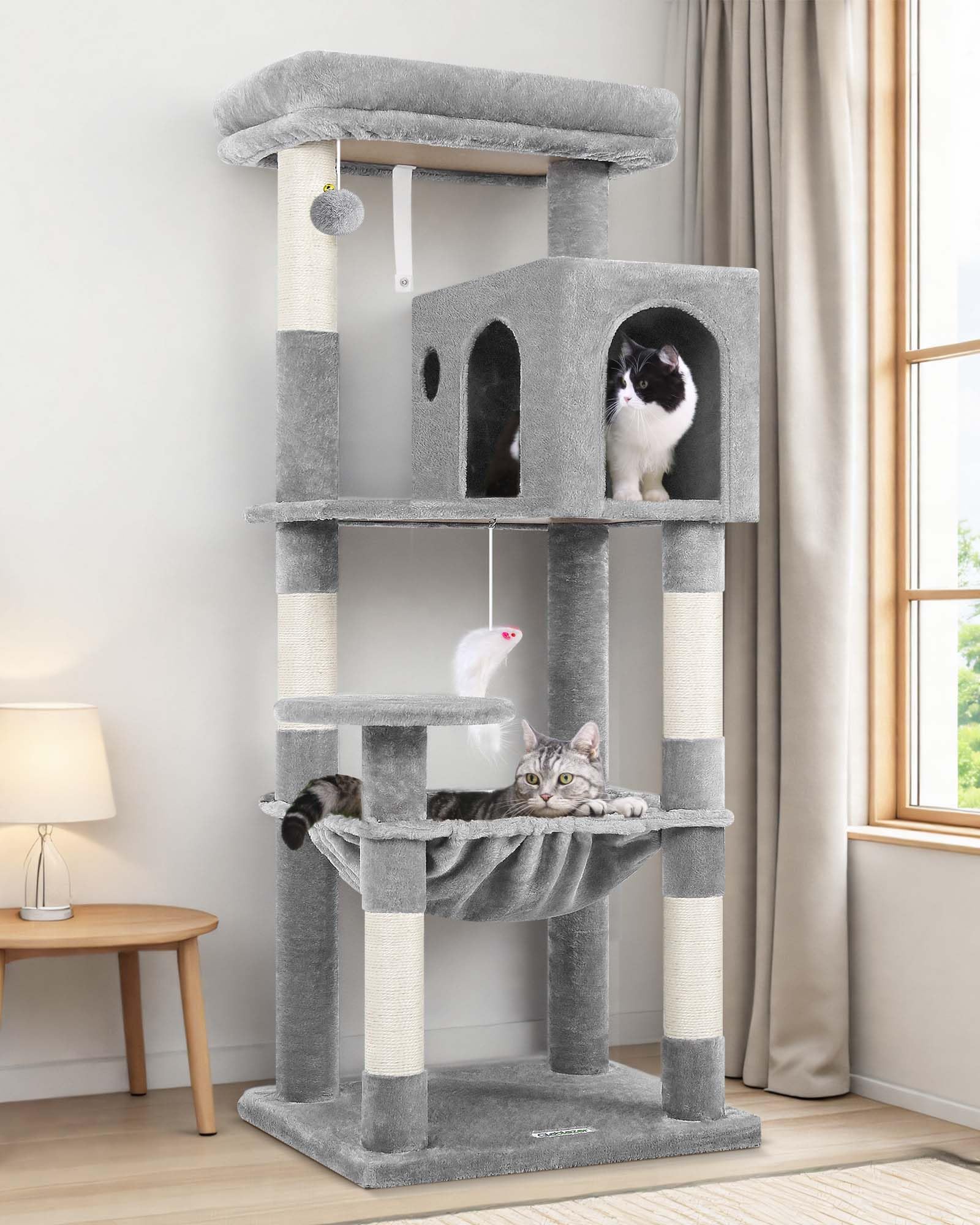 Globlazer árbol para gatos de 53 pulgadas con plataforma superior acolchada para observar y descansar