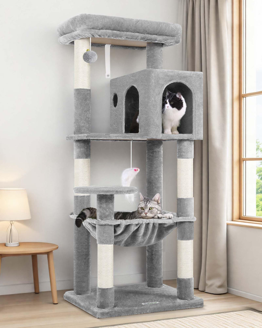 Globlazer árbol para gatos de 53 pulgadas con plataforma superior acolchada para observar y descansar