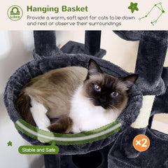 Globlazer Arbol Gatos 78 pulgadas, 2 cestas colgantes para relajarse