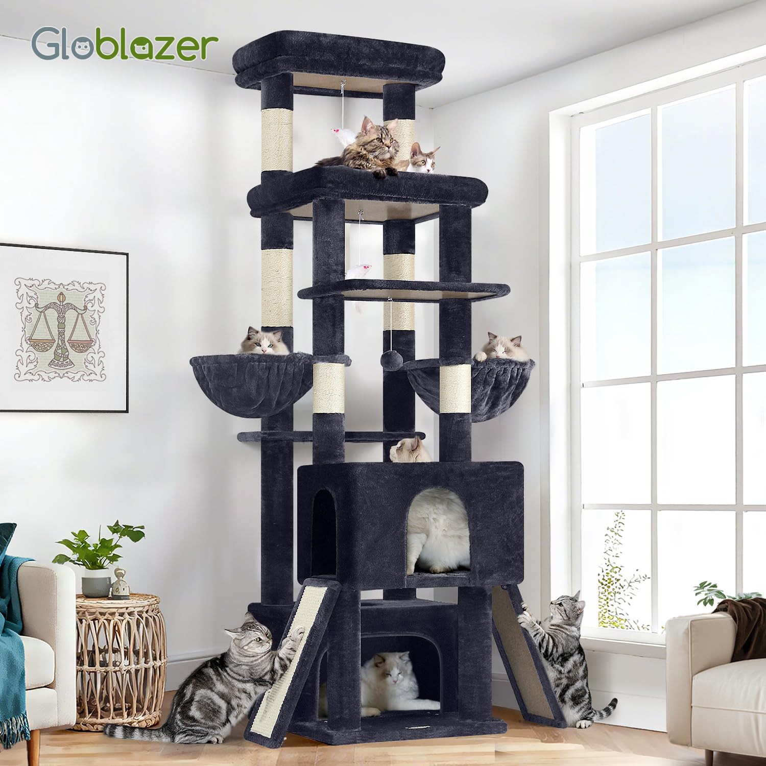 Globlazer Arbol Gatos 78 pulgadas, diseño simétrico y estable