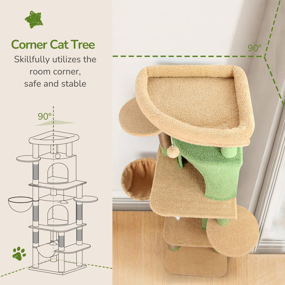 Globlazer árbol gatos cactus esquina: seis postes rasca para estimular juego y afilar uñas.