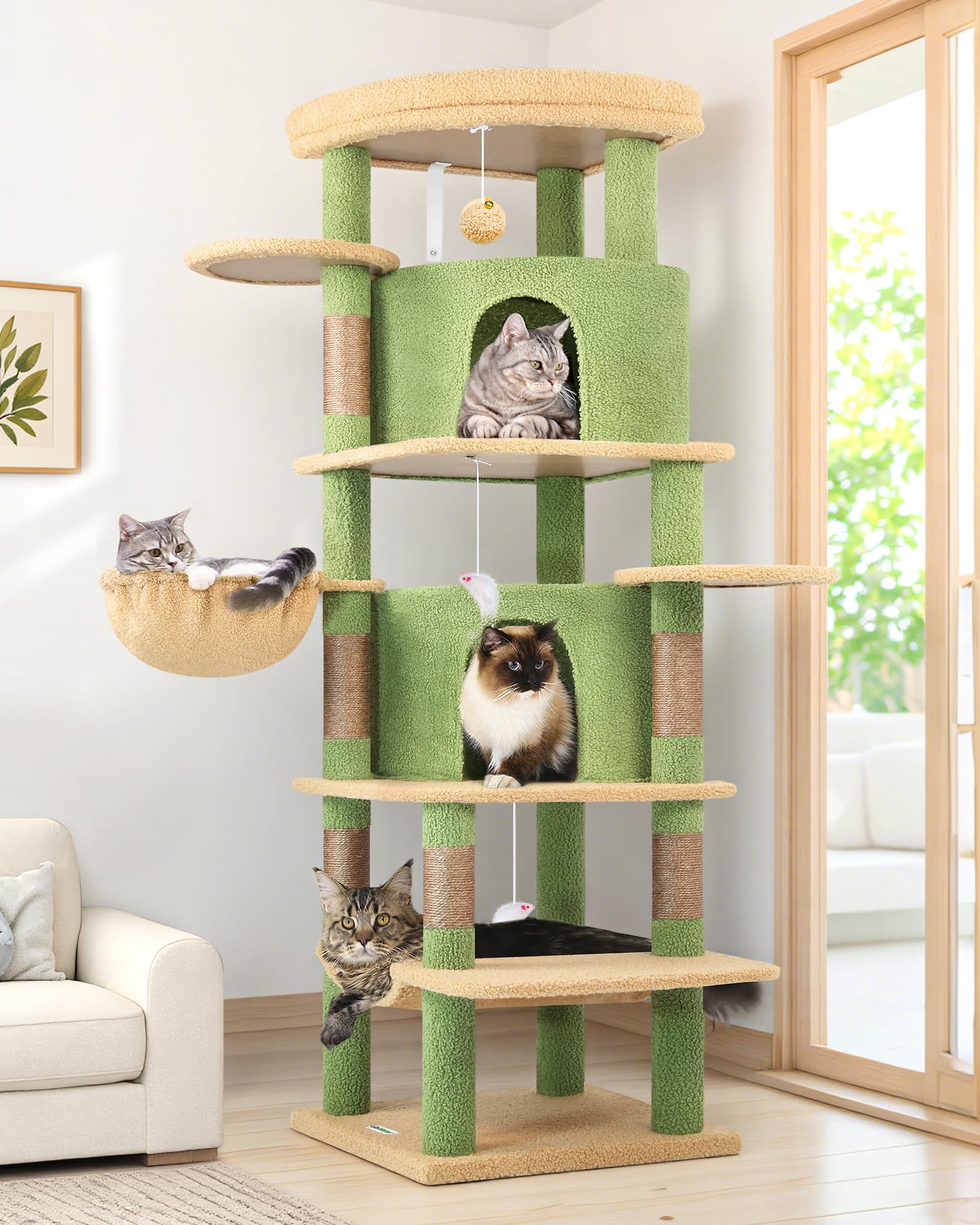 Globlazer árbol gatos cactus esquina: altura 66 pulgadas, ideal para felinos grandes.
