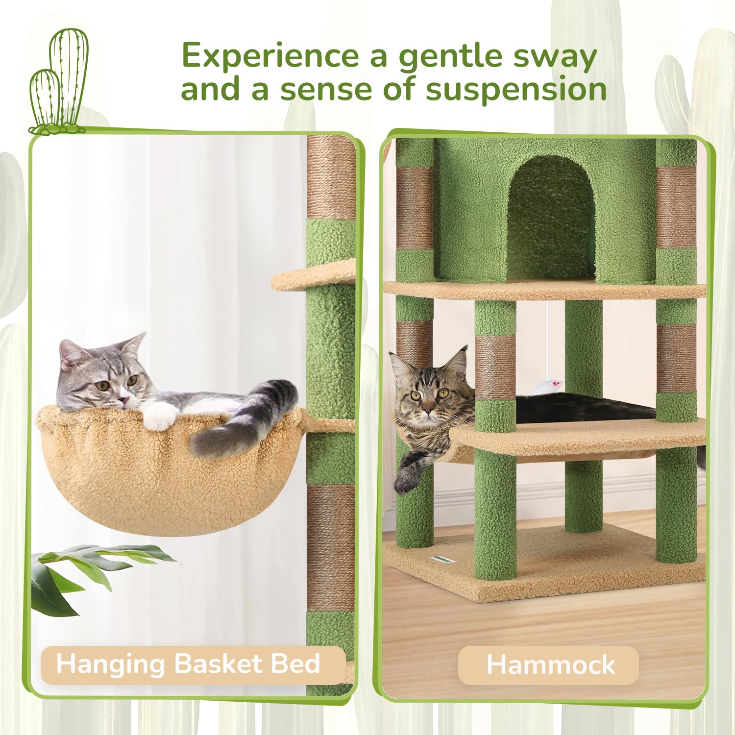 Globlazer árbol gatos cactus esquina: canasta colgante circular para momentos seguros.