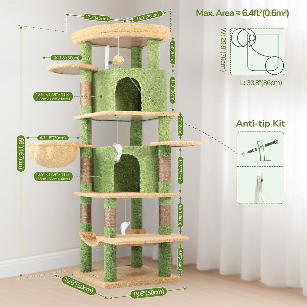 Globlazer árbol gatos cactus esquina: diseño en esquina curvo para optimizar espacio.