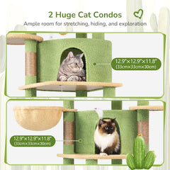 Globlazer árbol gatos cactus esquina: hamaca suave para descanso tranquilo tras jugar.