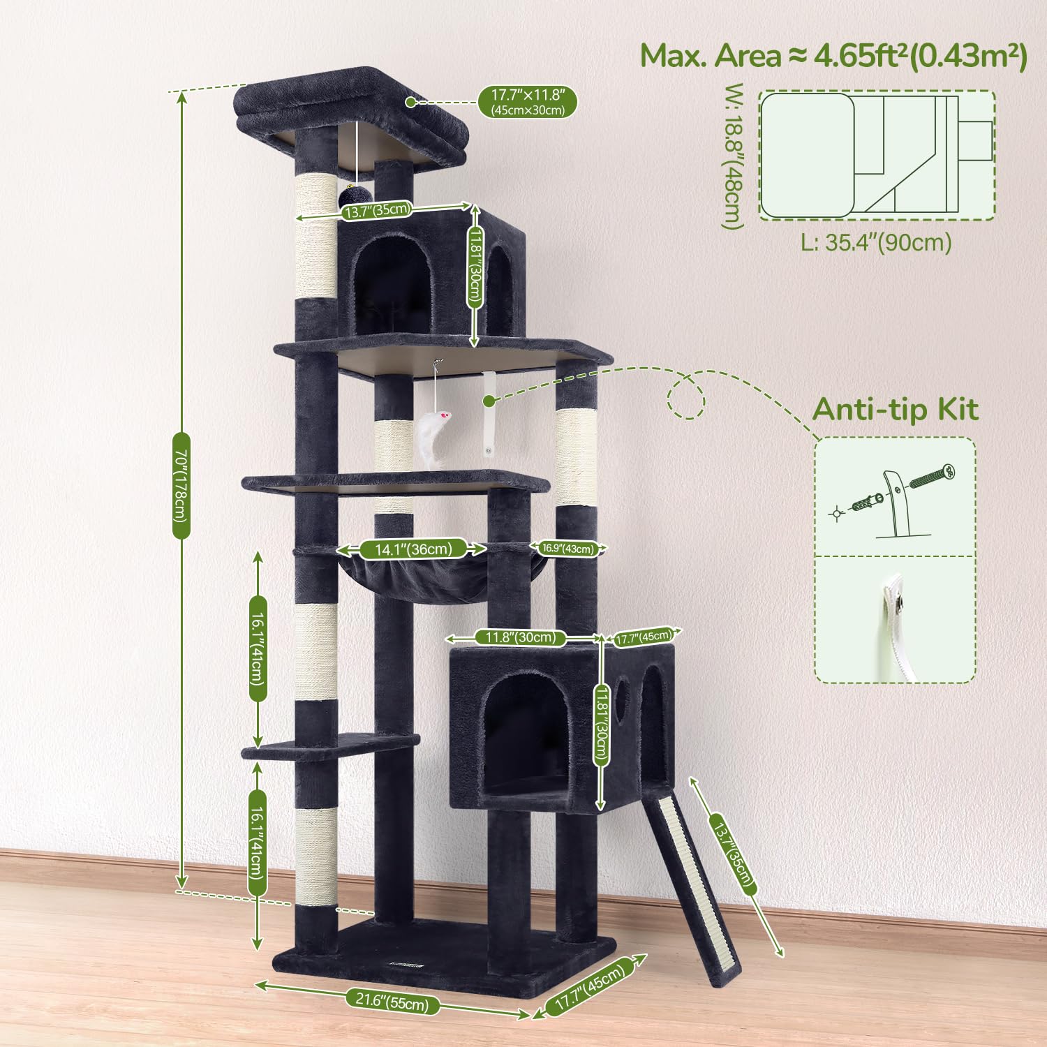 Globlazer árbol para gatos montaje fácil con herramientas incluidas.
