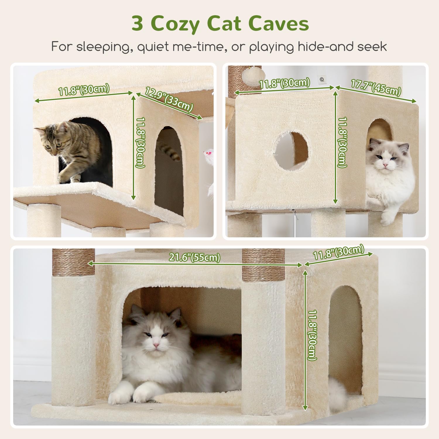 Globlazer árbol para gatos con tres cabañas cubiertas para escondite