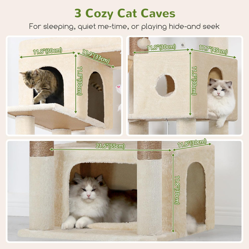 Globlazer árbol para gatos con tres cabañas cubiertas para escondite
