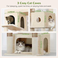 Globlazer árbol para gatos con tres cabañas cubiertas para escondite