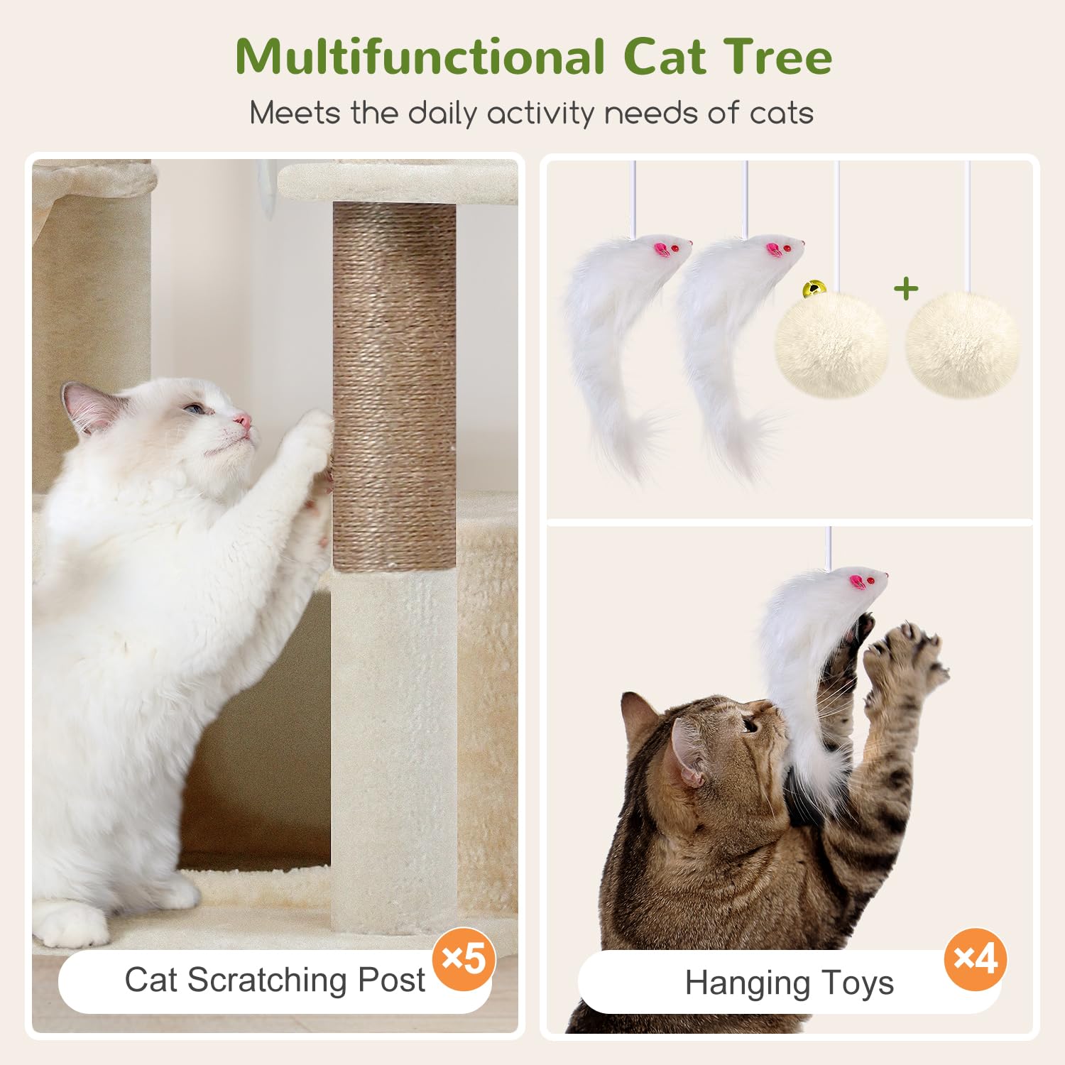 Globlazer árbol para gatos con juguetes colgantes para juego interactivo