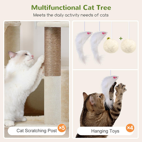 Globlazer árbol para gatos con juguetes colgantes para juego interactivo