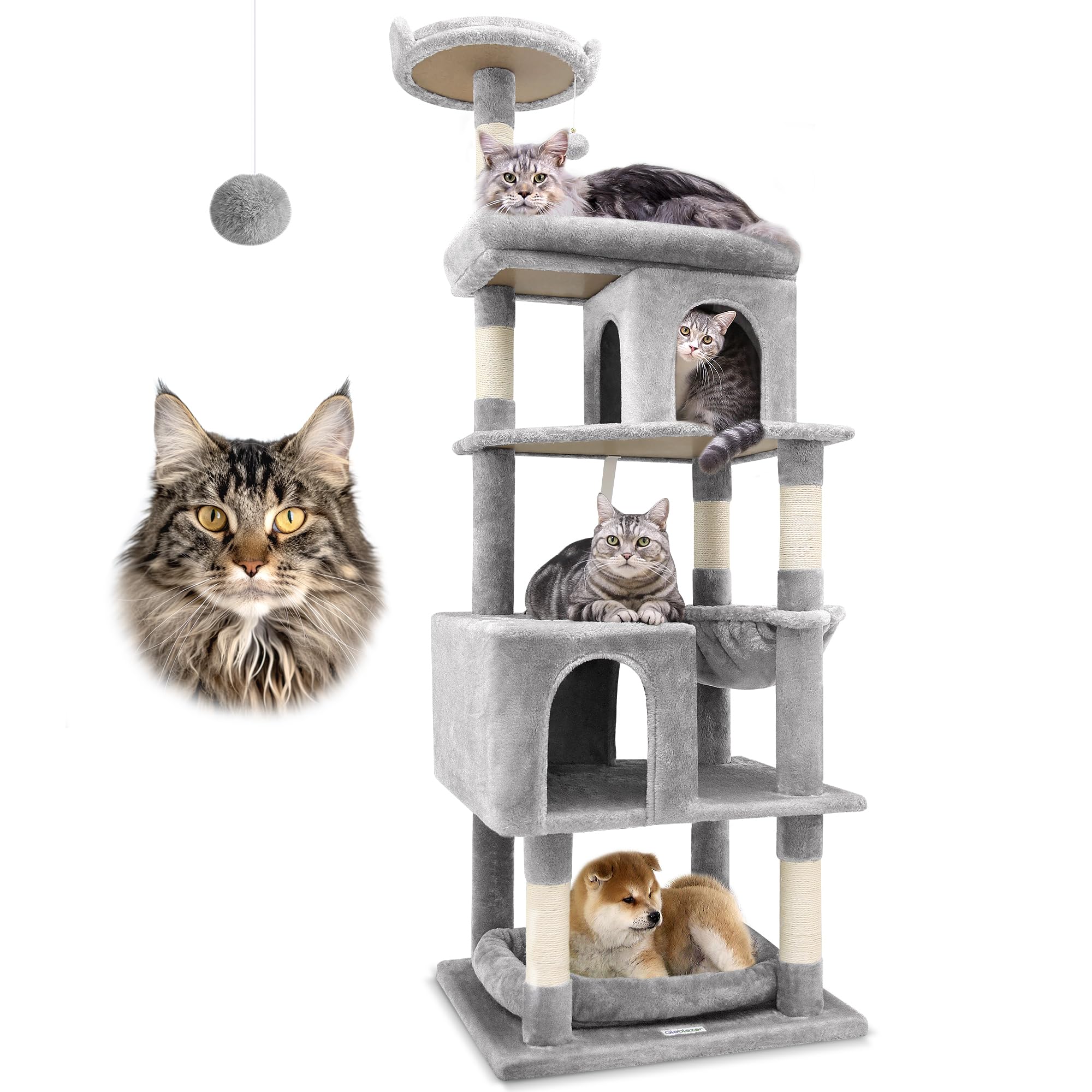 Globlazer árbol para gatos pesados, torre de 72 pulgadas, estable y seguro para trepar