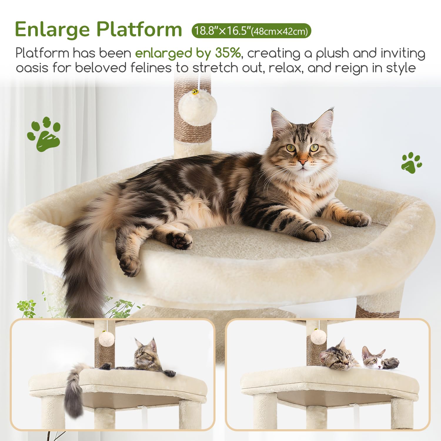 Globlazer arbol-gatos plataformas ampliadas: tres perchas grandes para diferentes alturas.