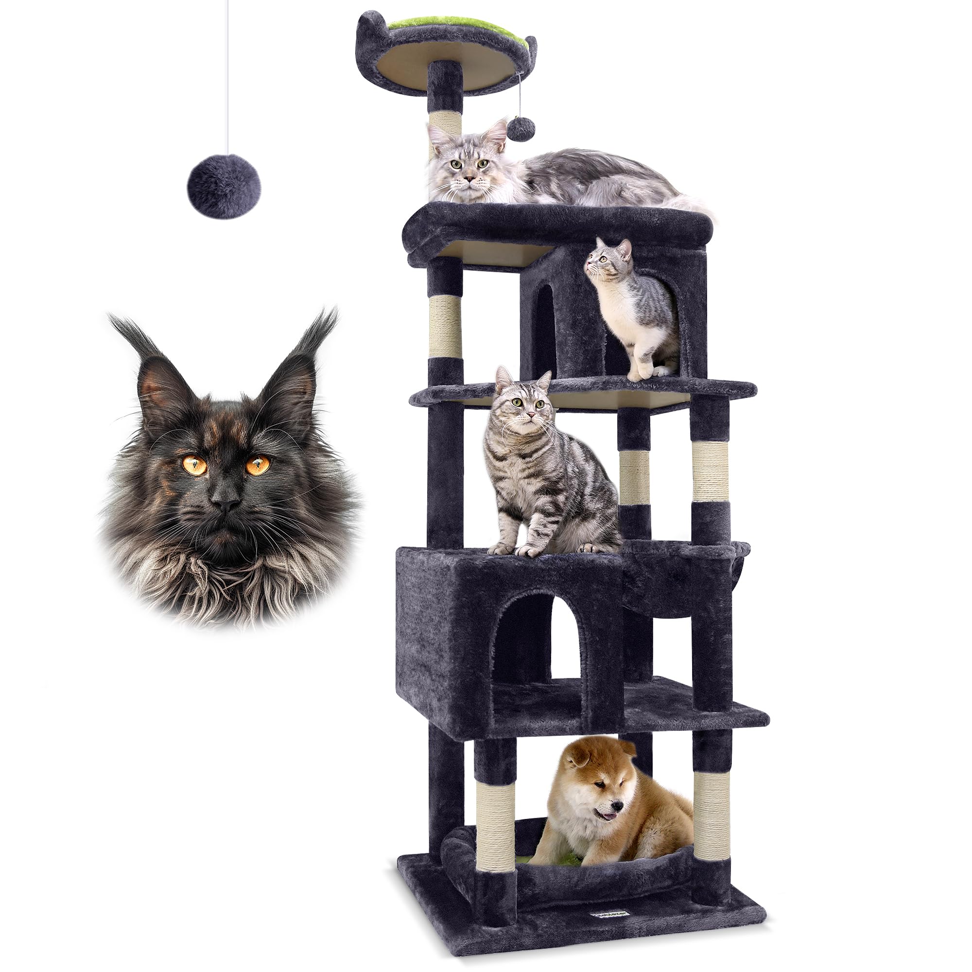 Globlazer árbol para gatos de 72 pulgadas con base estable para felinos grandes.