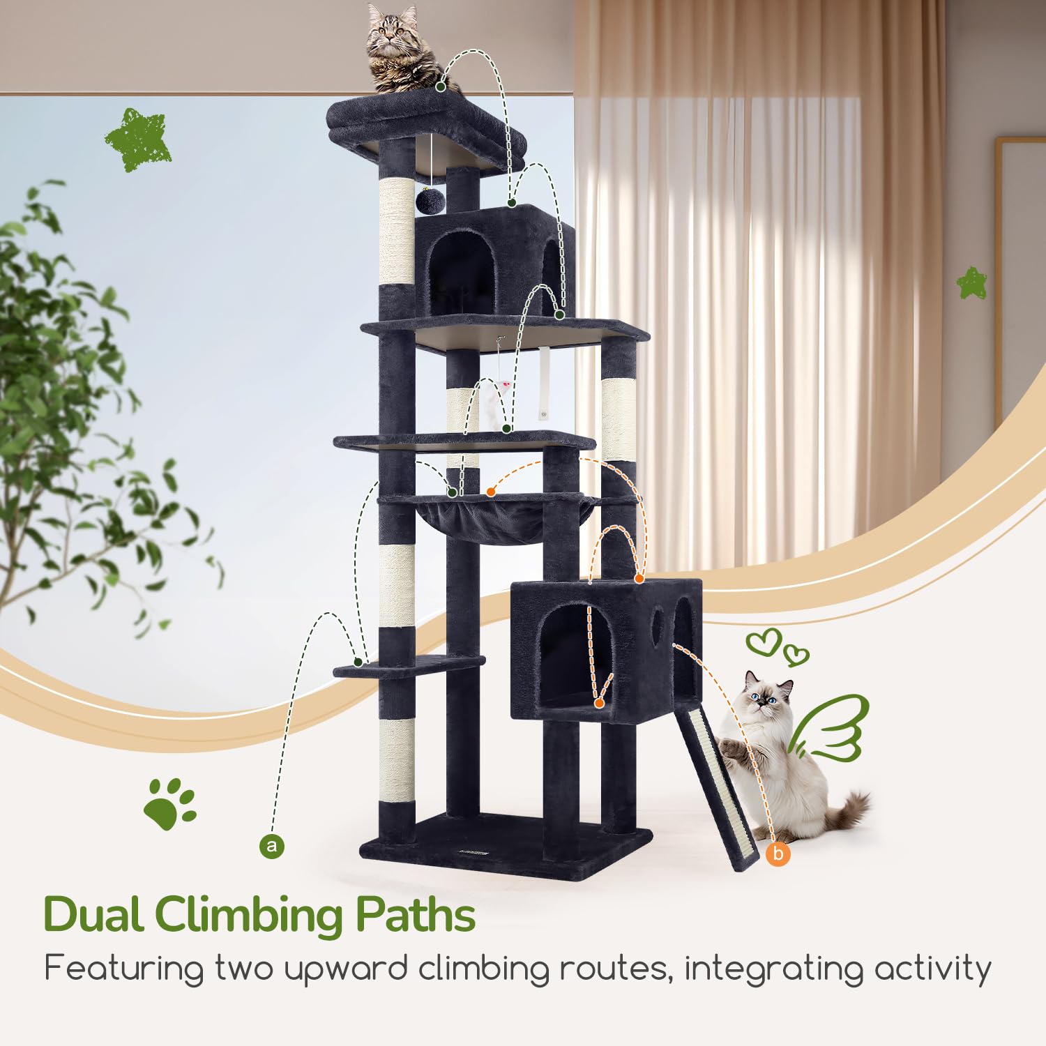 Globlazer árbol para gatos dos rutas de escalada para juego.
