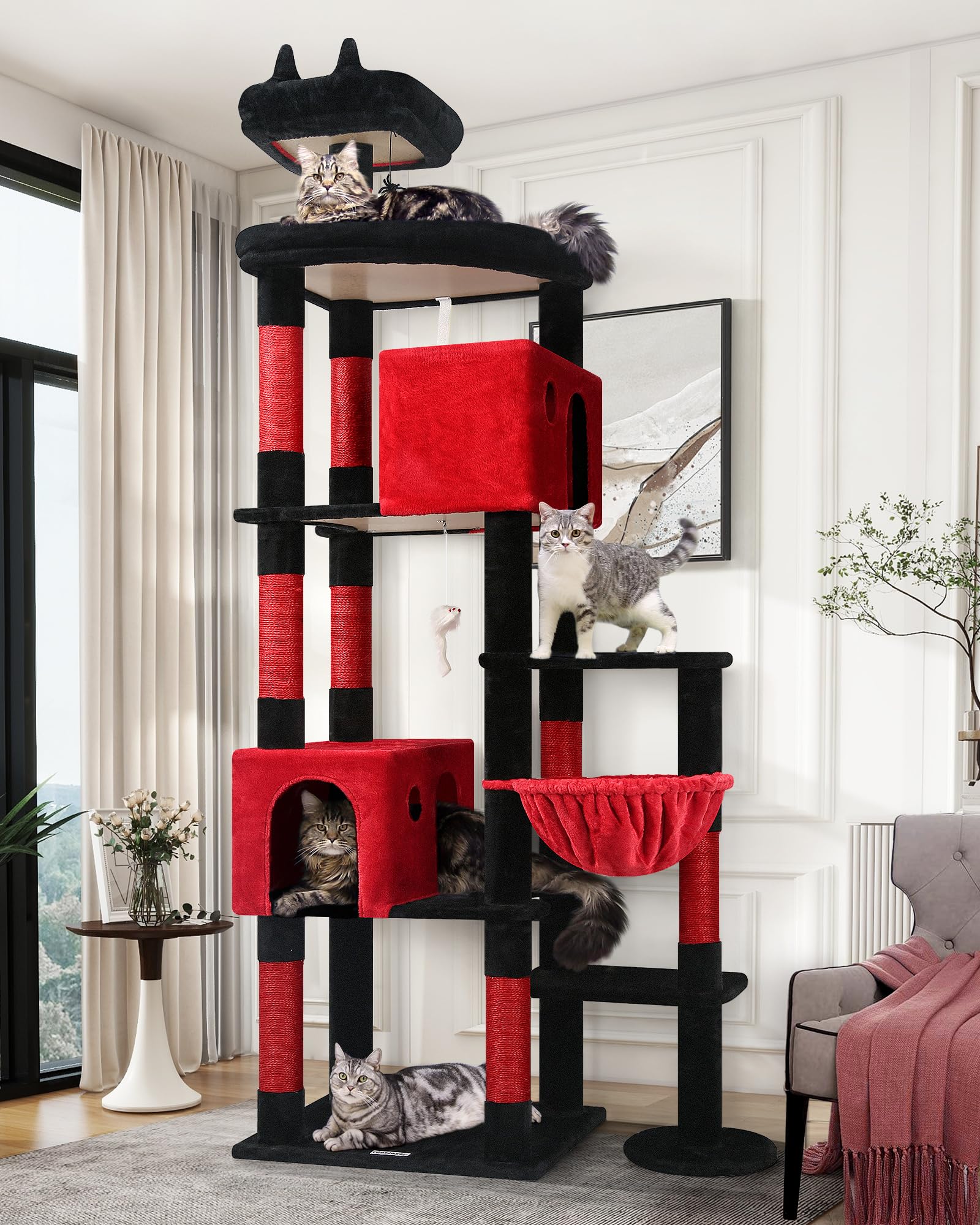 Globlazer árbol gótico gigante para gatos grandes con consolas amplias.
