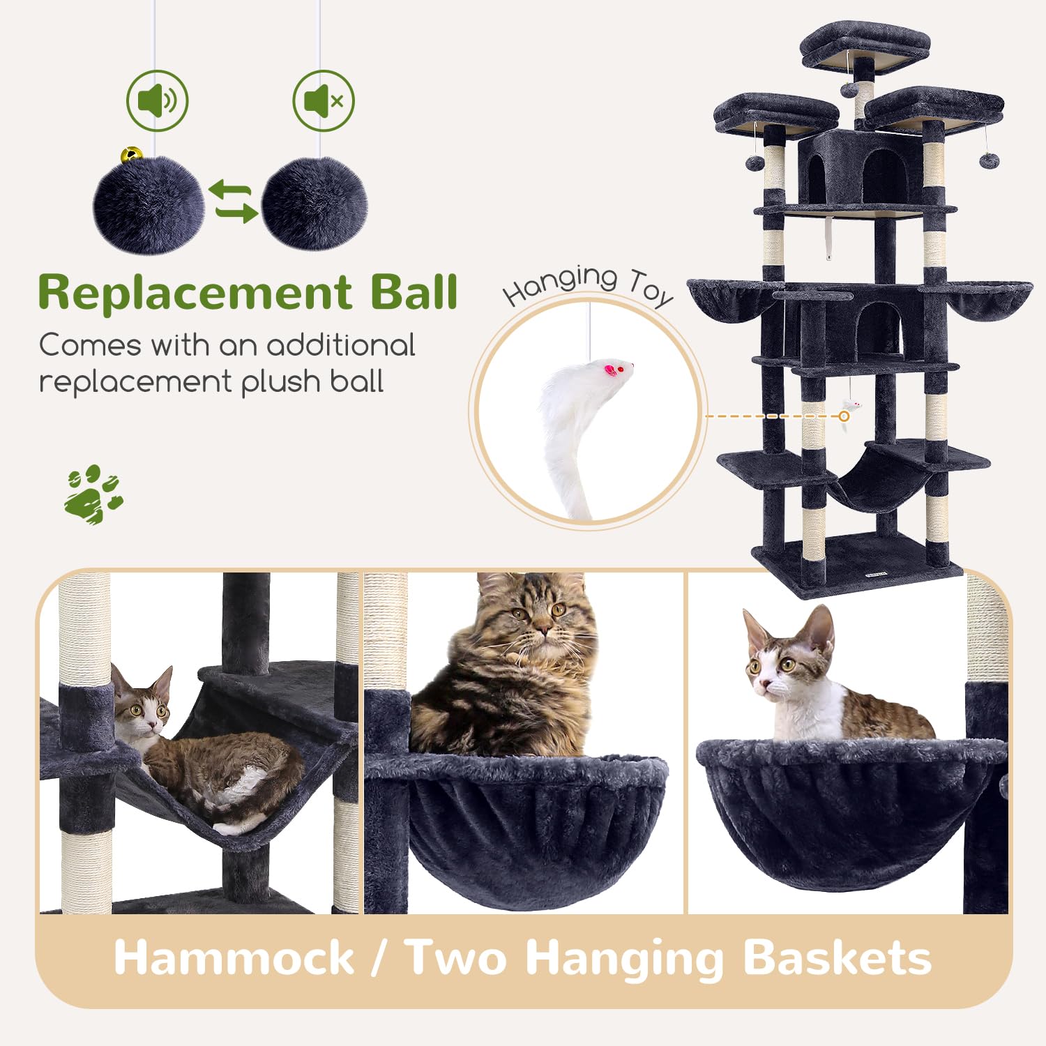 Globlazer Big Cat Tower base reforzada para mayor estabilidad durante la actividad.
