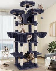 Globlazer Big Cat Tower con tres perchas superiores para vigilancia y descanso cómodo.