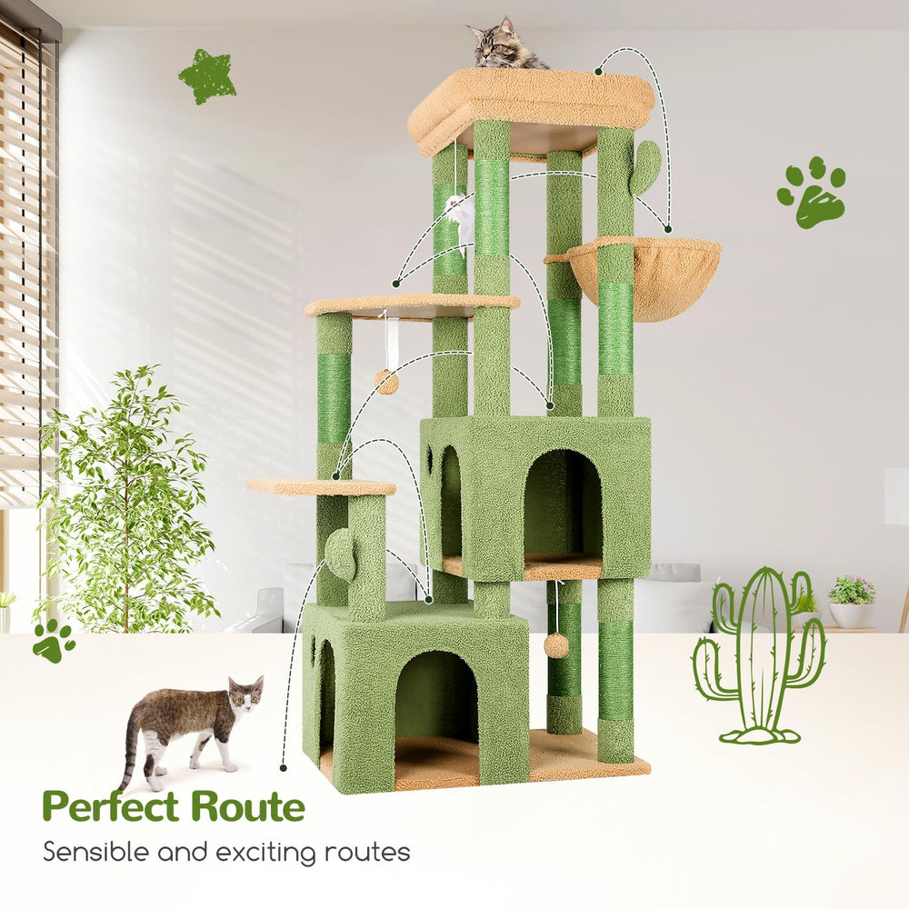 Uso en interiores para gatos grandes, con espacio para trepar.