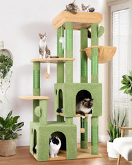 Torre cactus para gatos de Globlazer, plataforma superior amplia para descansar y observar.