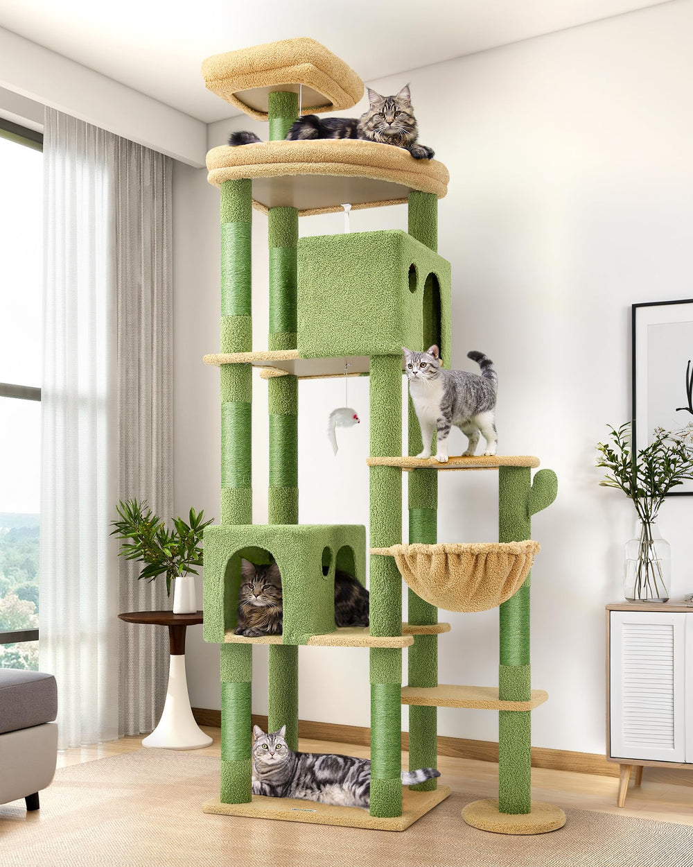 Globlazer Cactus Giant Cat Tree con condos espaciosos para felinos grandes