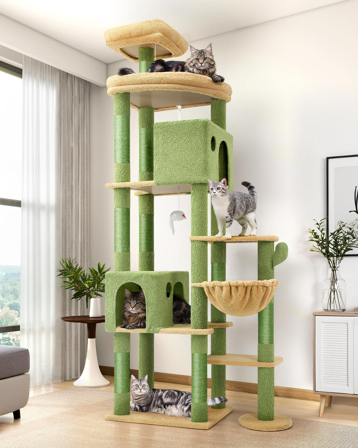 Globlazer Cactus Giant Cat Tree con condos espaciosos para felinos grandes