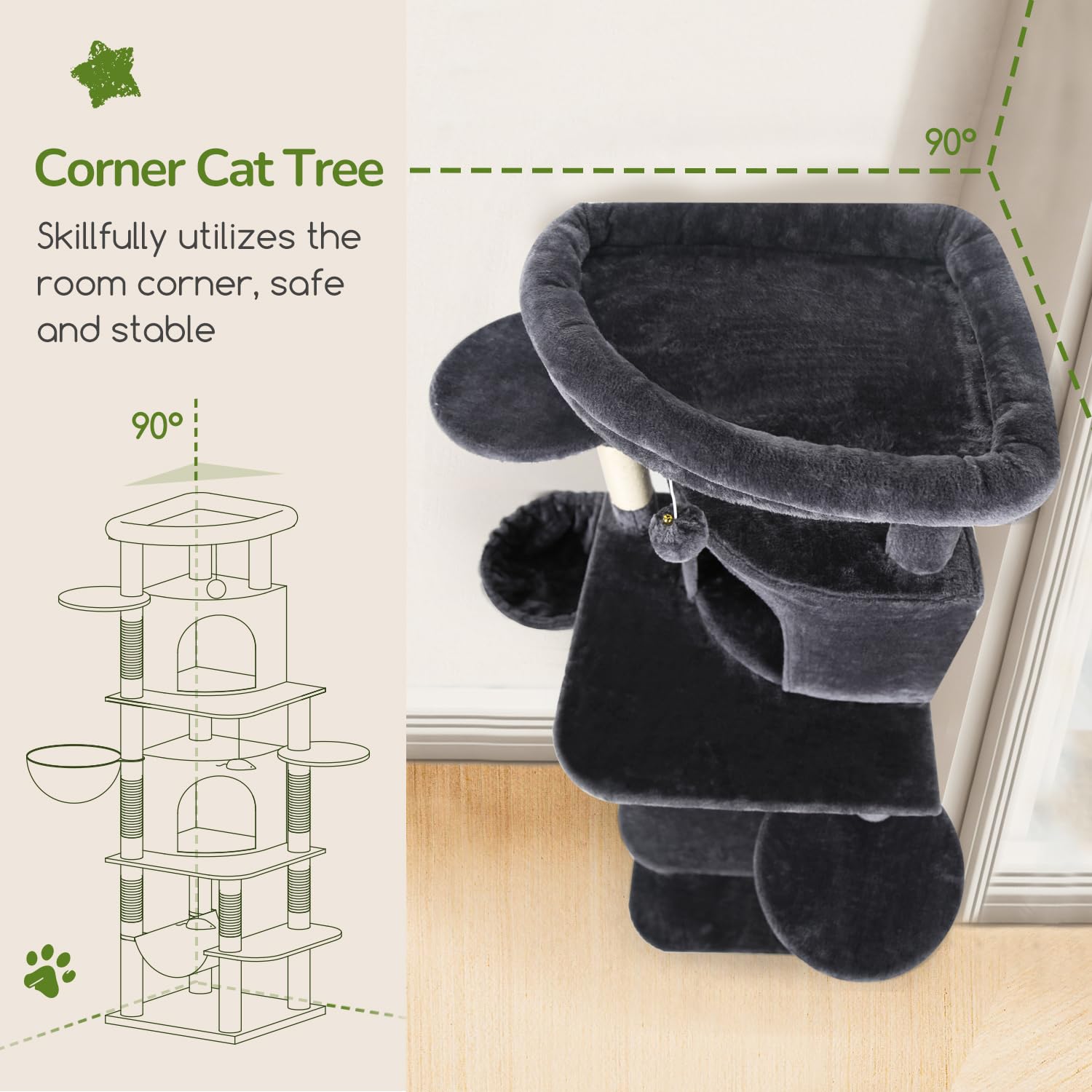 Globlazer Condos Gatos Forma Ala Ventilada, ahorro de espacio.