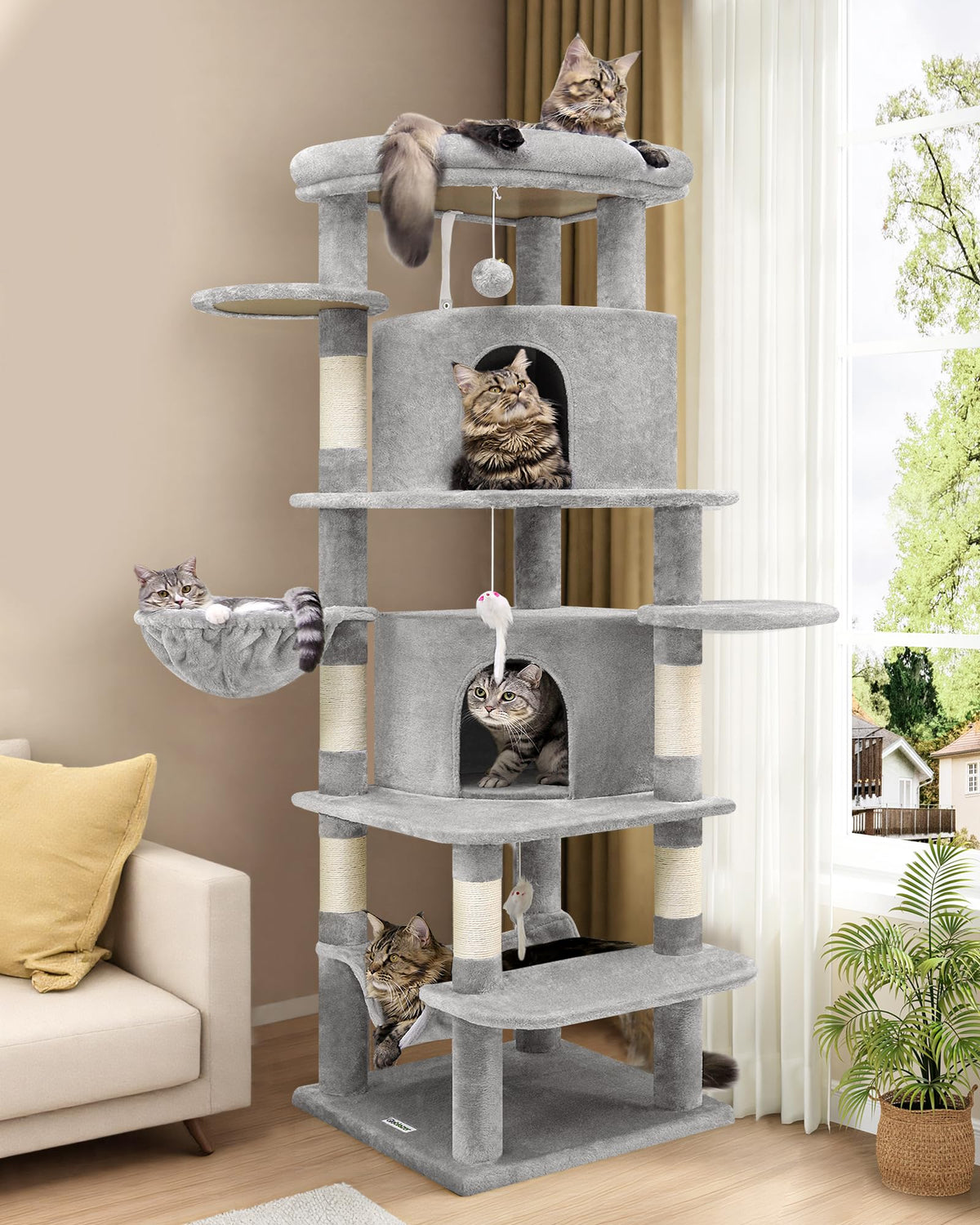 Globlazer árbol de esquina para grandes gatos, diseño elegante para sala.