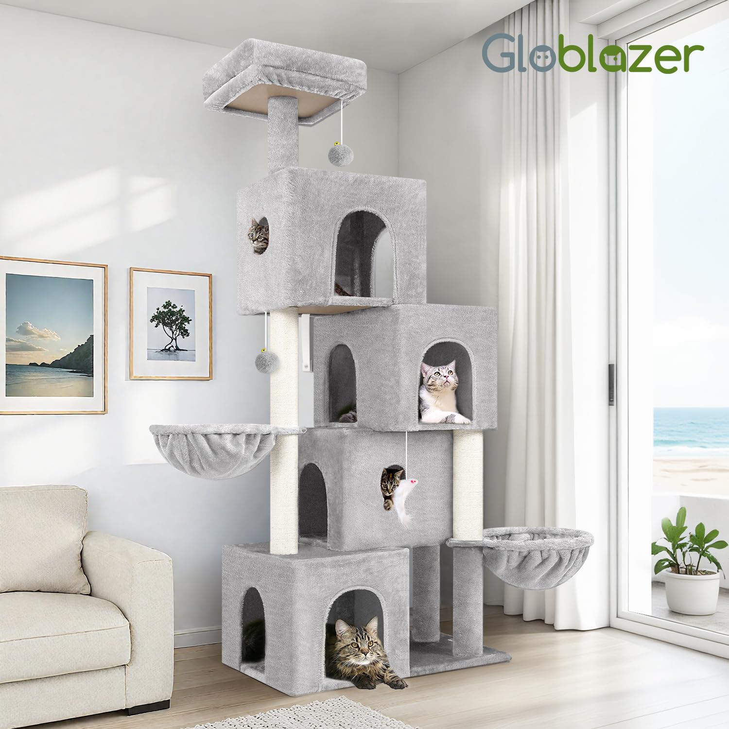 Globlazer diseño multifuncional: solución versátil para múltiples mascotas y entretenimiento.
