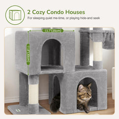 Globlazer con dos condos para gatos ofrece privacidad y descanso.