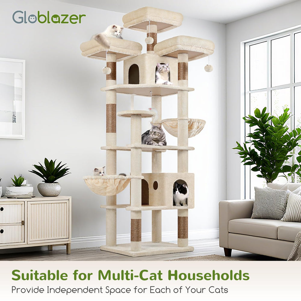 Globlazer F82 torre para gatos en beige, diseño elegante para interiores.