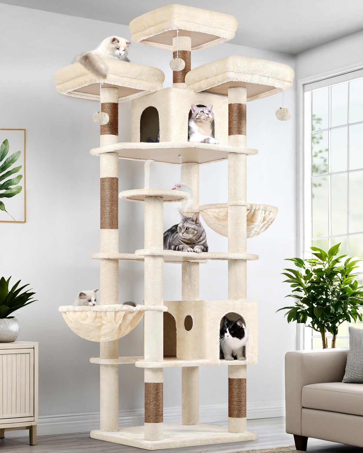 Globlazer F82 torre para gatos de interior, altura de 82 pulgadas para explorar y observar.